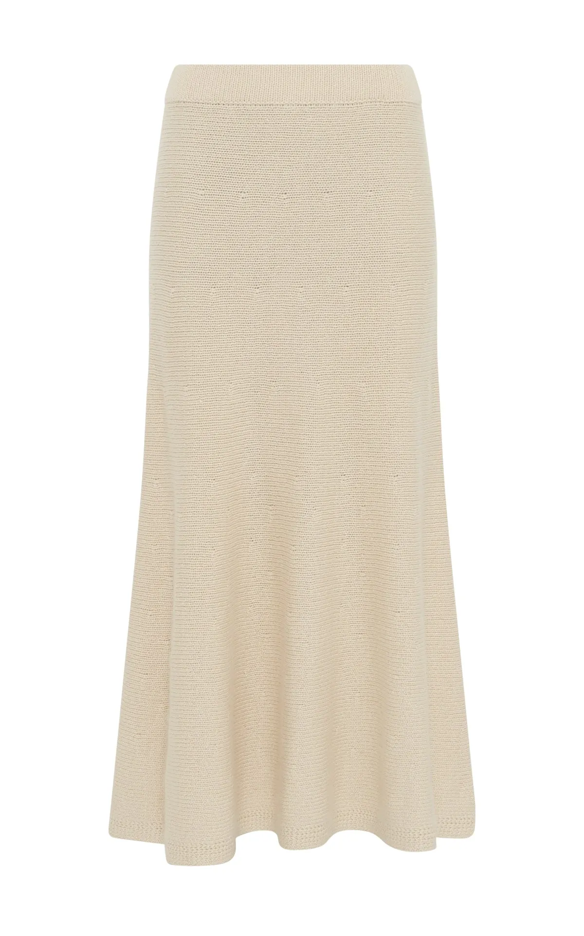 Titan Knit Midi Skirt in Ivory Cashmere