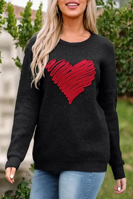 Valentine Heart Sketch Round Neck Sweater