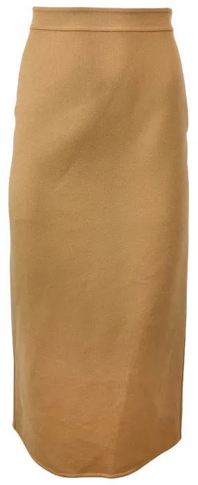 Valentino Wool Blend Midi Skirt in Old Ginger