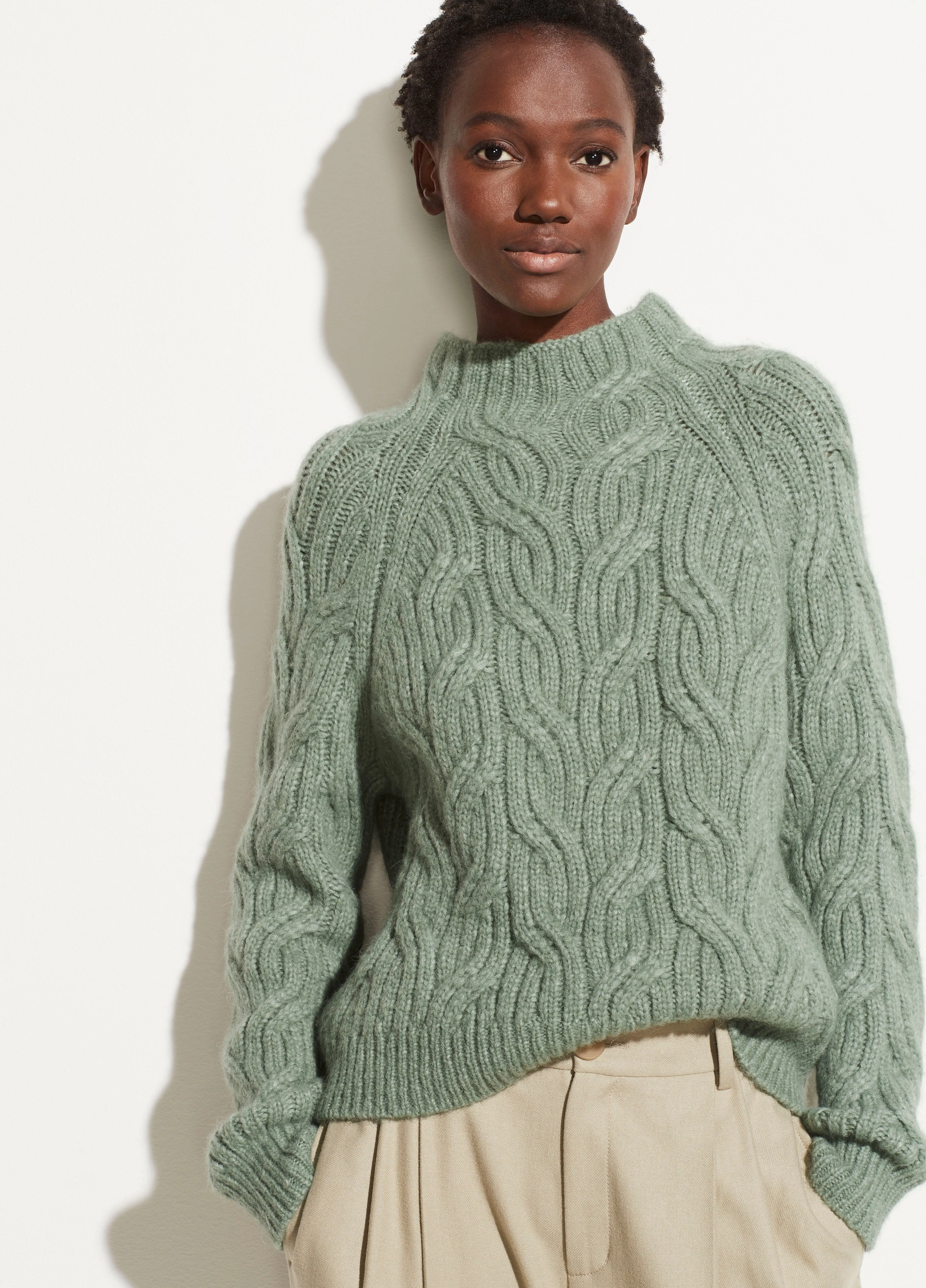 Vince - Twisted Chain Turtleneck Sweater in Jadeite