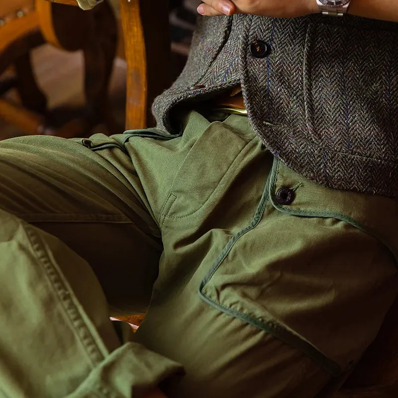 Vintage P-44 Military Trousers Army Green Relaxed Fit