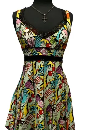 VINTAGE STYLE COCKTAIL DRESS - DRIVE-THRU PRINT