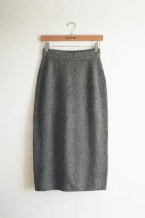 Waffle Midi Skirt -Grey