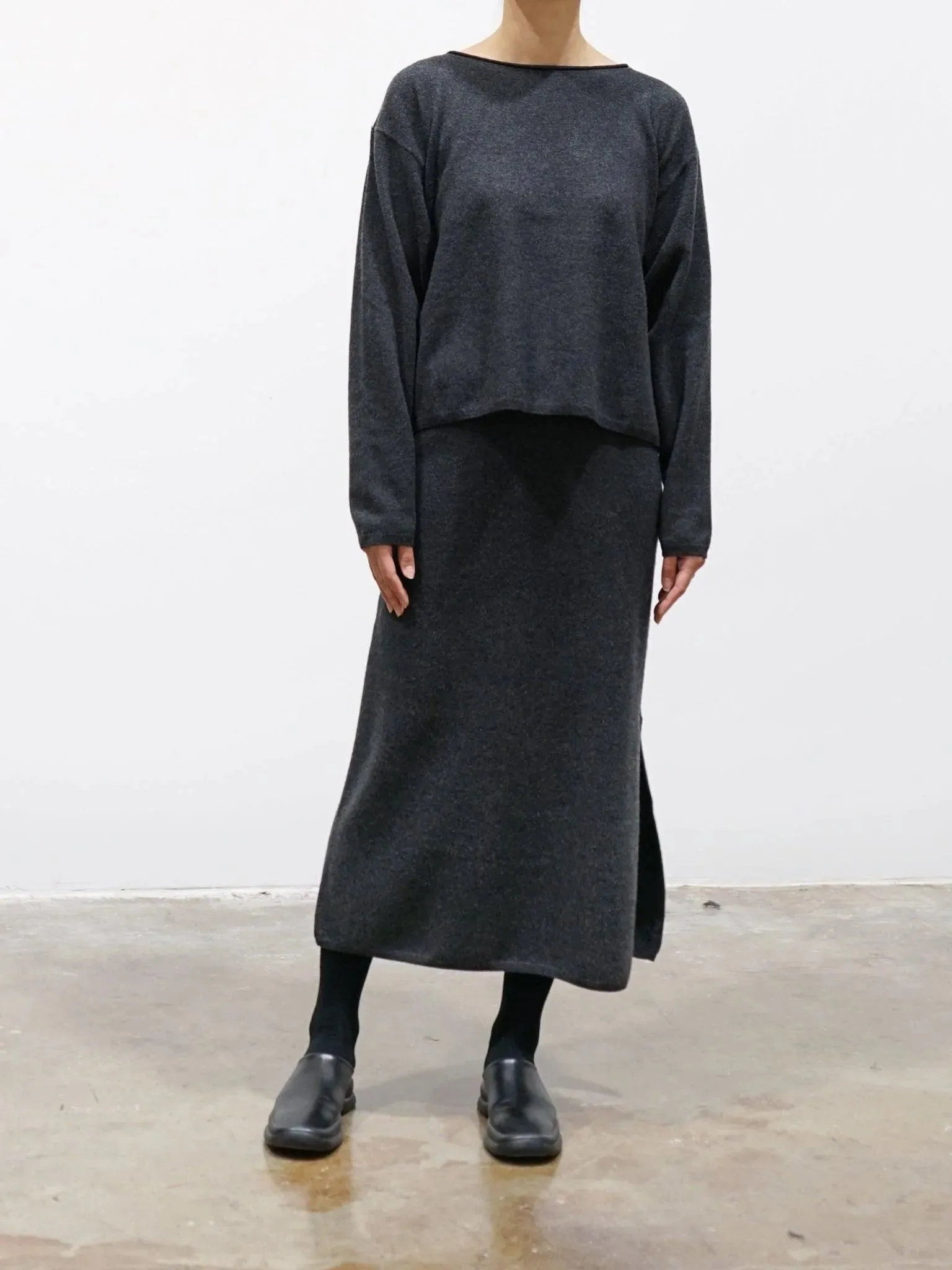 Wool Cashmere Skirt - Charcoal