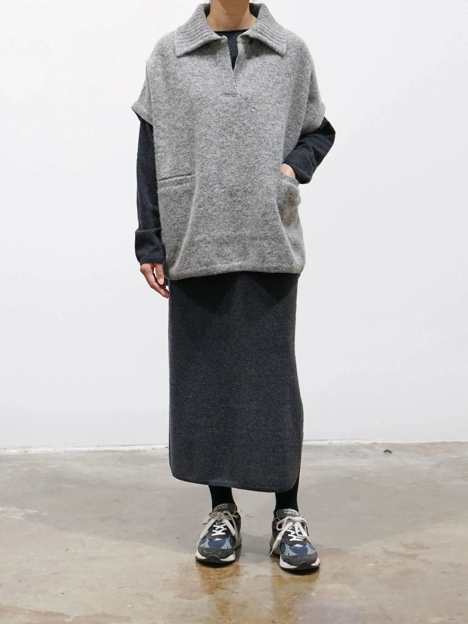 Wool Cashmere Skirt - Charcoal