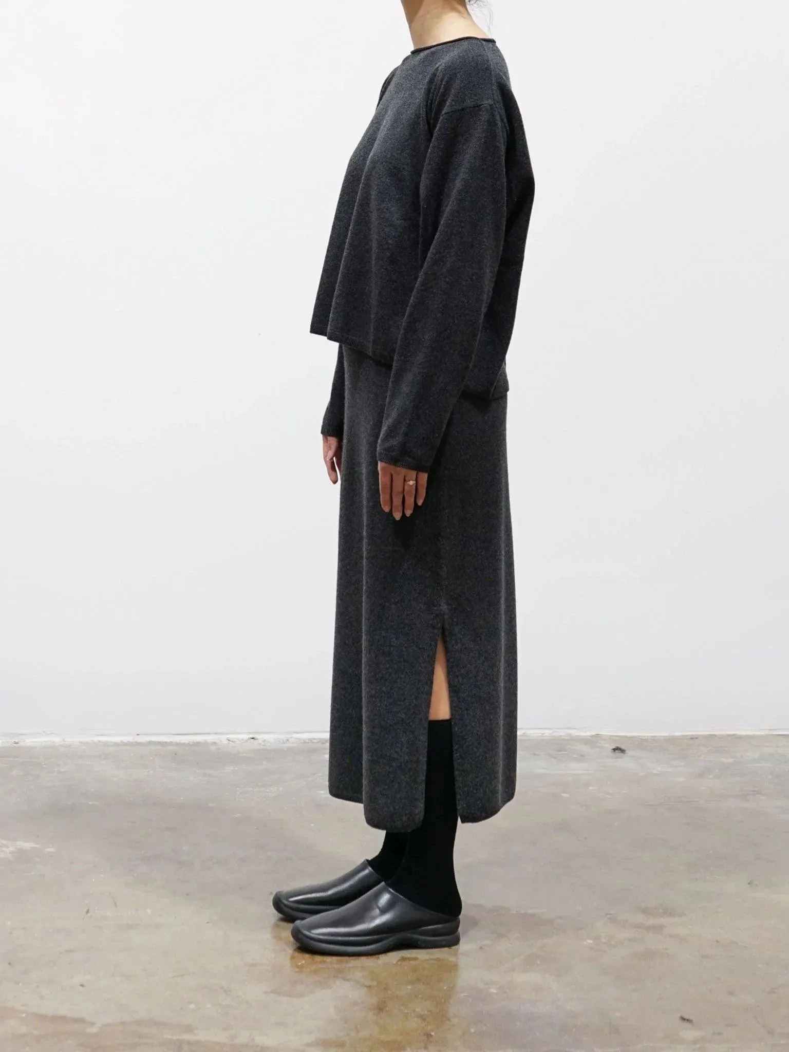 Wool Cashmere Skirt - Charcoal